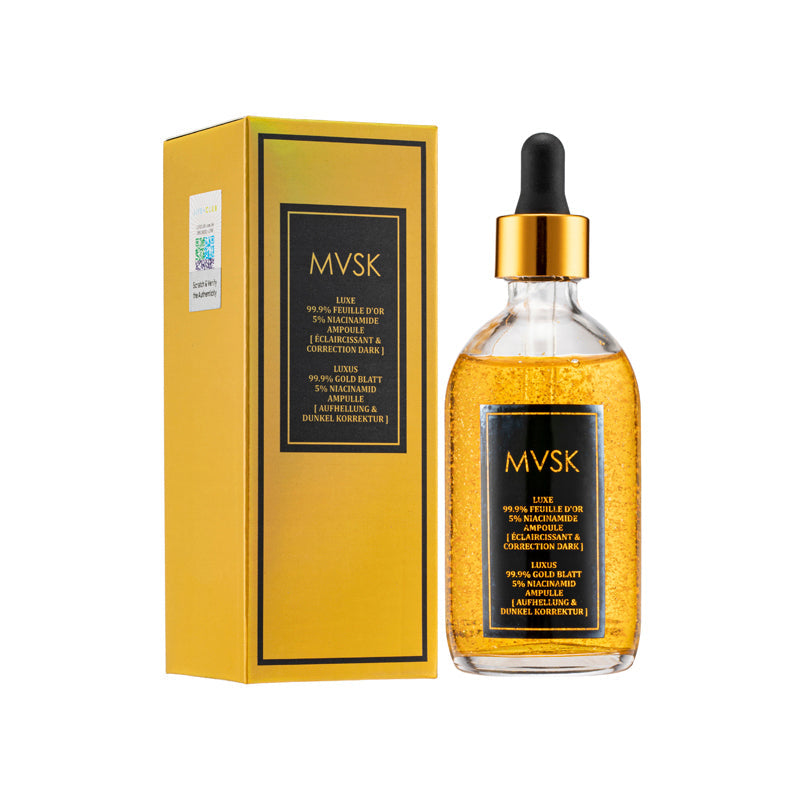 Mvsk Luxury 99.9% Gold Leaf Brightening & Dark Correcting Ampoules 100ML
