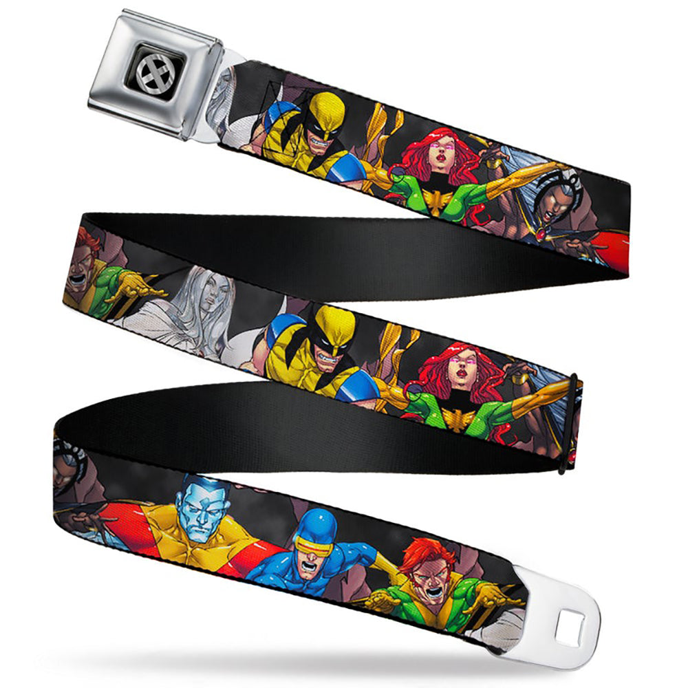Marvel X-Men X-Men Icon Full Color Black/Silver Gradient Seatbelt Belt-FRONT