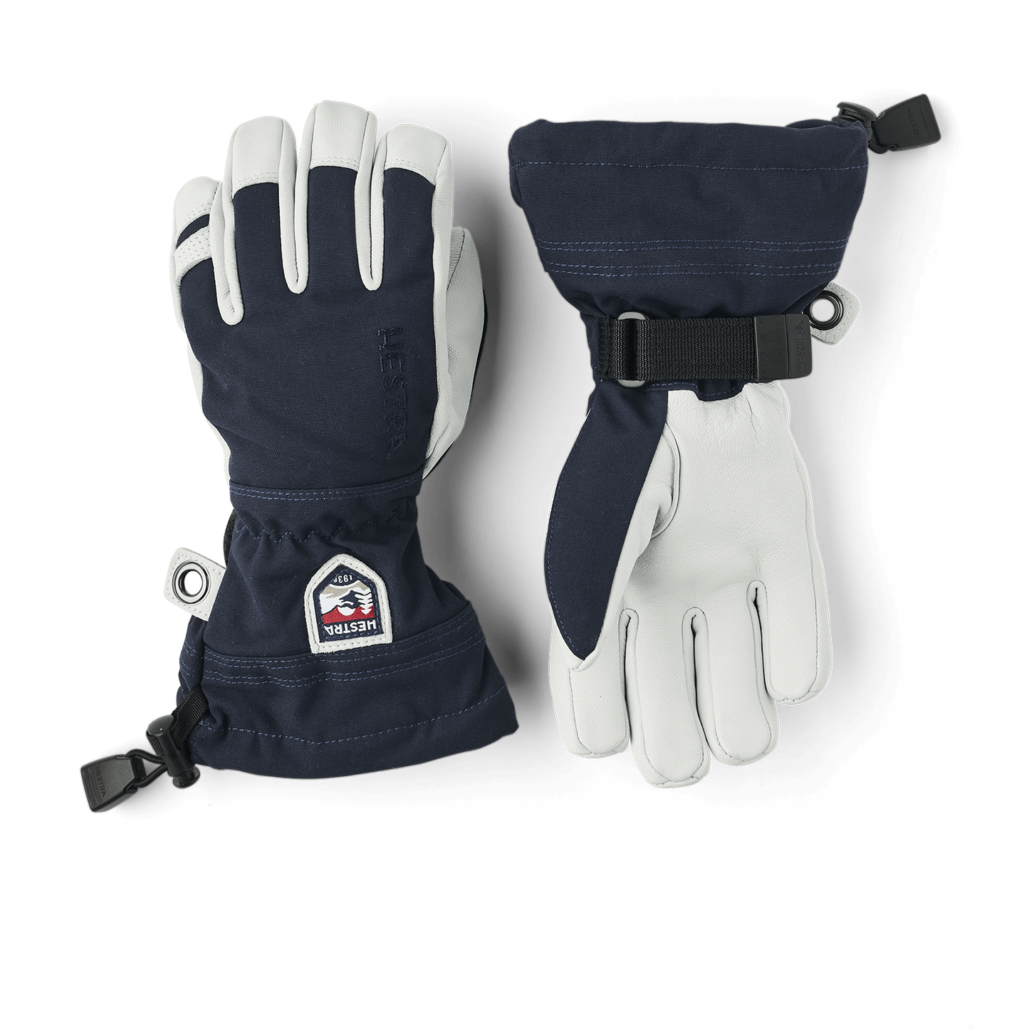 1 Junior Army Leather Heli Ski Gloves - 3 / Navy
