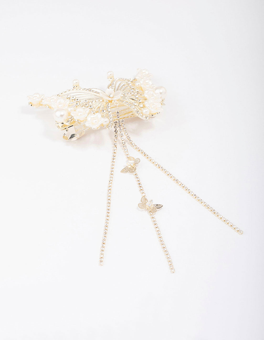 Gold Floral Diamante Butterfly Hair Claw Clip