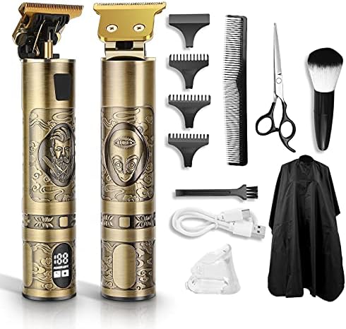 pynogeez Cordless Hair Clippers for Men Professional Hair Trimmer LCD Display 0mm Baldheaded Clippers for Hair Cutting Men Grooming Kits Rechargeable, Gold