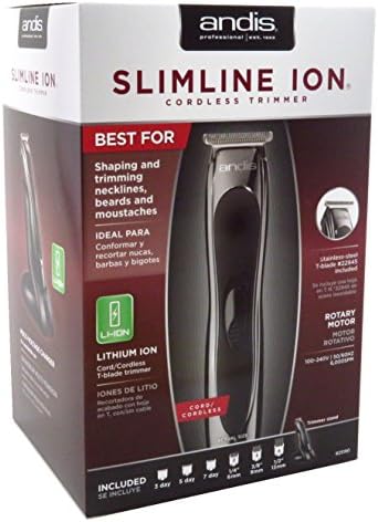 Andis Trimmer Slimline Cordless (6 Combs), Black 1 Count