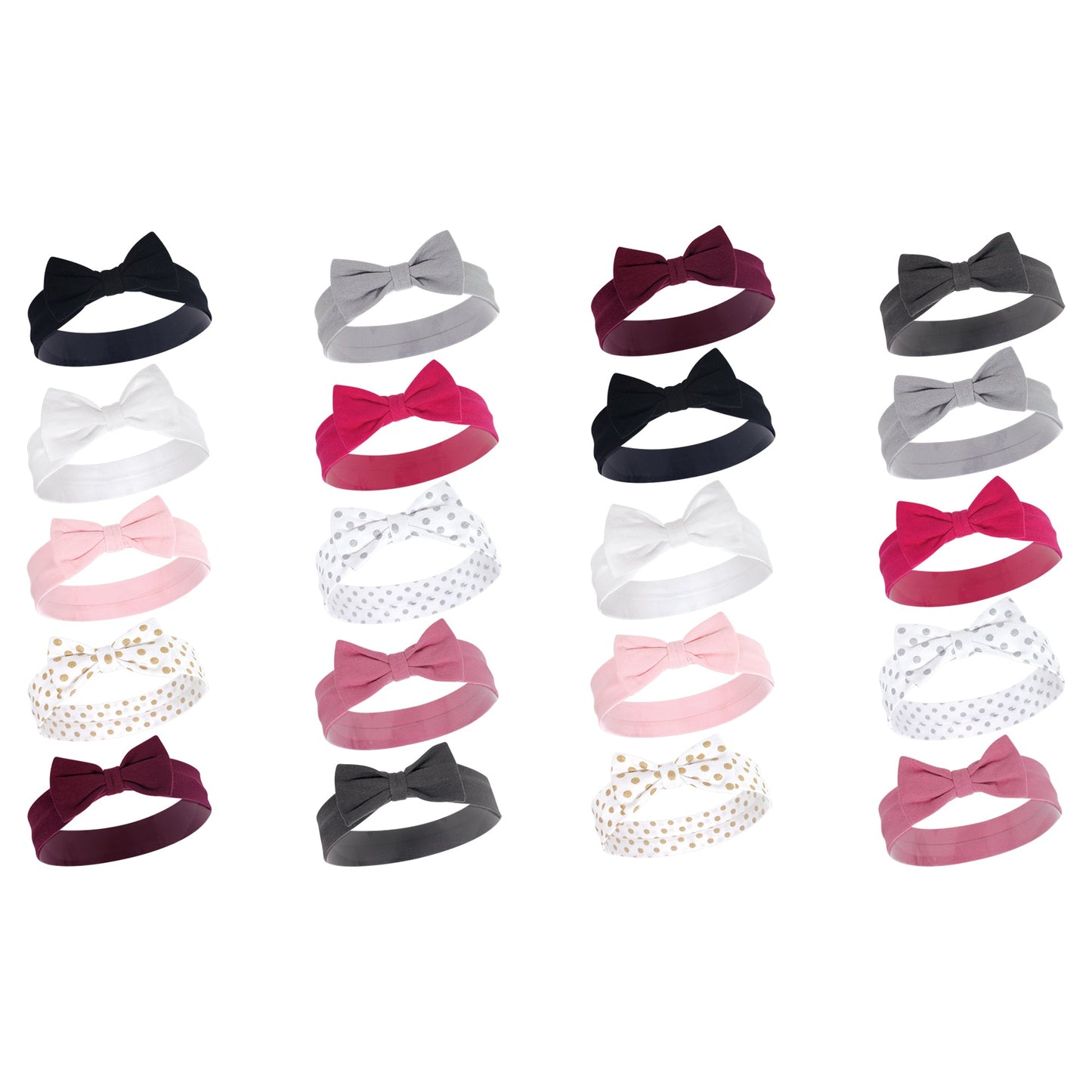 Hudson Baby Cotton and Synthetic Headbands Bundle Set, Classic Bow, 0-24 Months
