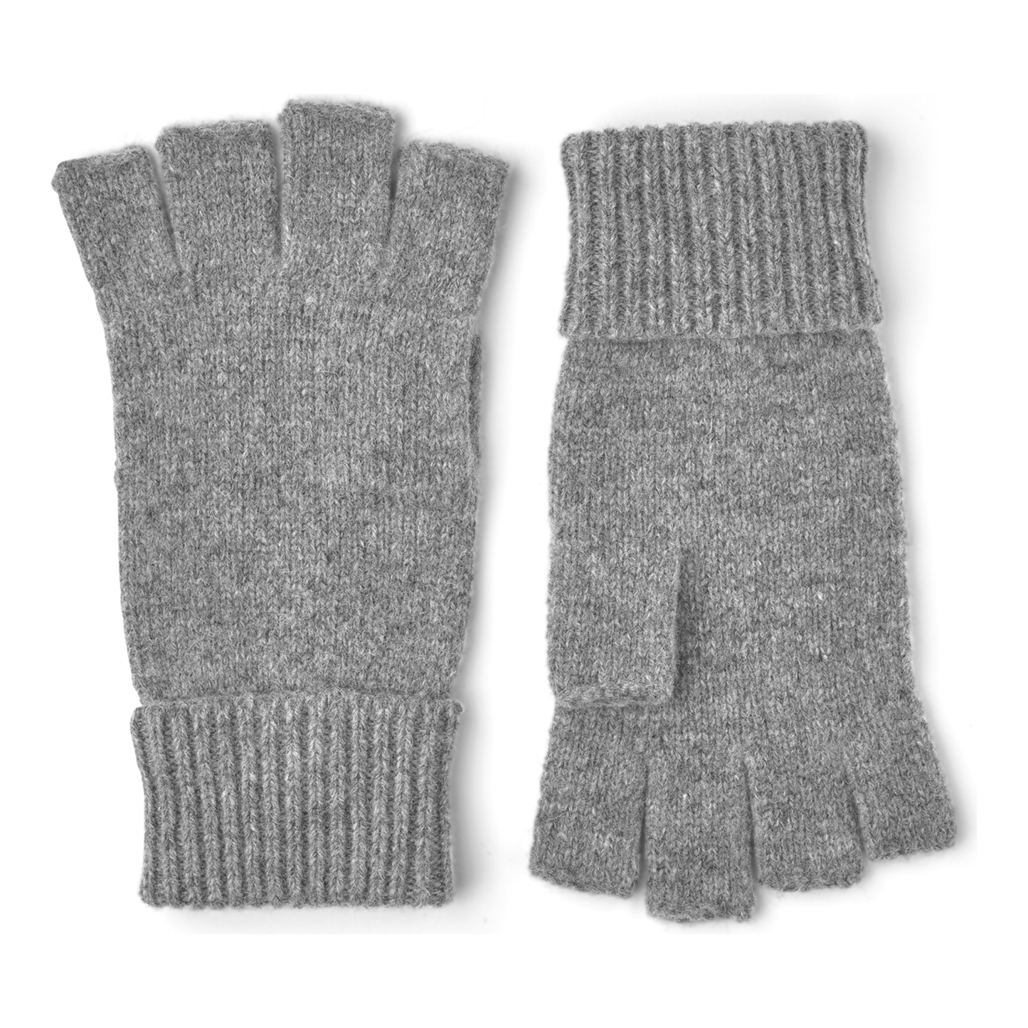 1 Basic Wool Half Finger Gloves - 6 / Gray