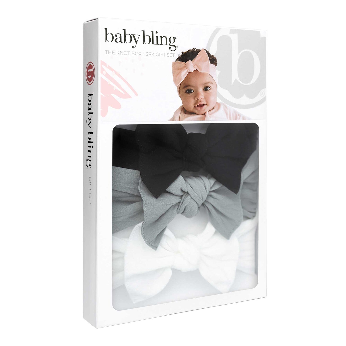 Baby Bling Knot Headband Set | Black, Grey, White