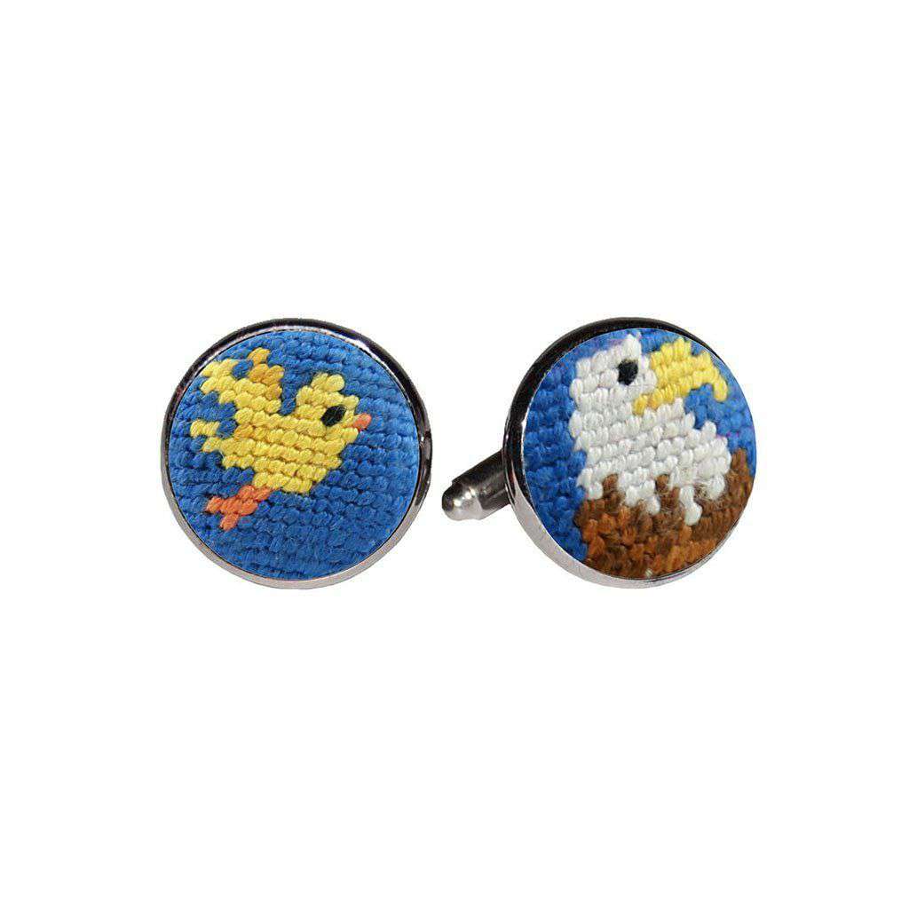 Birdie Eagle Needlepoint Cufflinks in Blueberry by Smathers & Branson