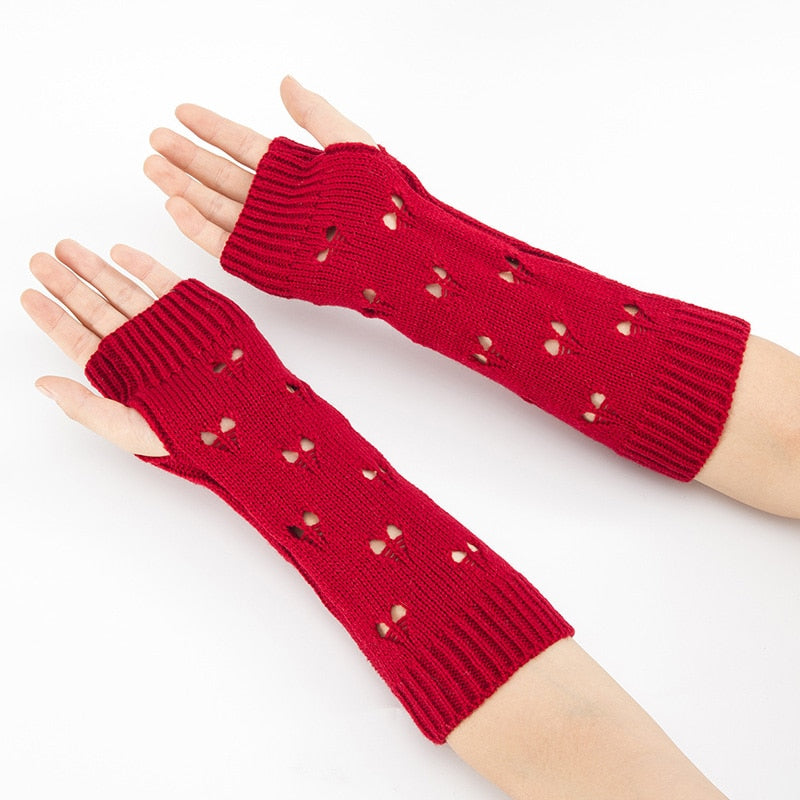 Fingerless Knit Gloves in 6 Colors For Wear With or Without Sleeves