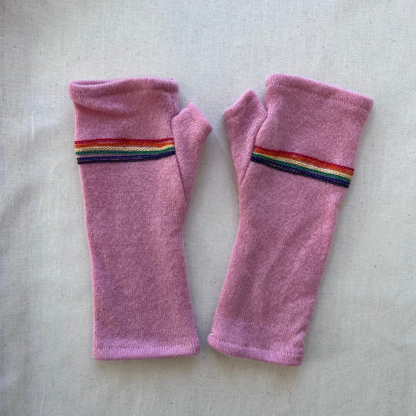 Fingerless Cashmere Gloves "Rainbows"