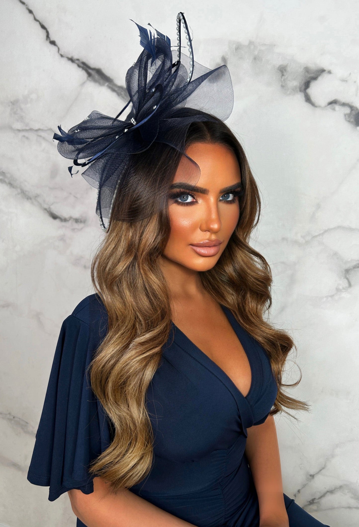 Eternity Navy Diamante Veil Fascinator