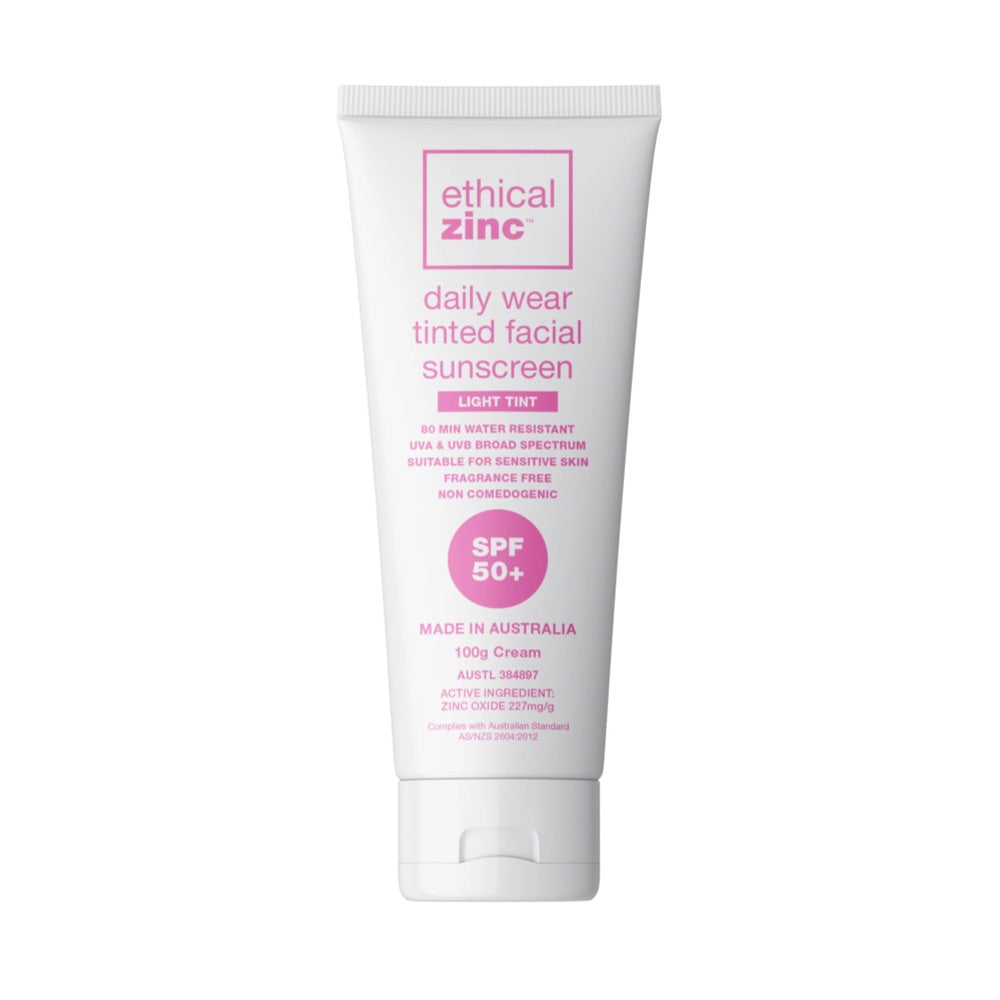ETHICAL ZINC Daily Wear Tinted Facial Sunscreen Light Tint SPF 50+ - 100g