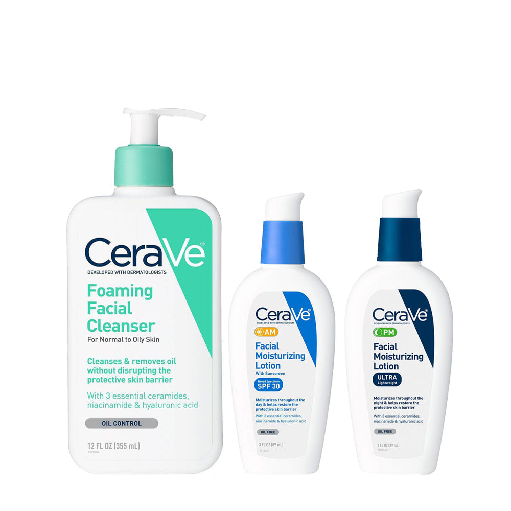 CeraVe Daily Face Care Set of 3 Pieces Foaming Care – Original Cerave Imported from USA