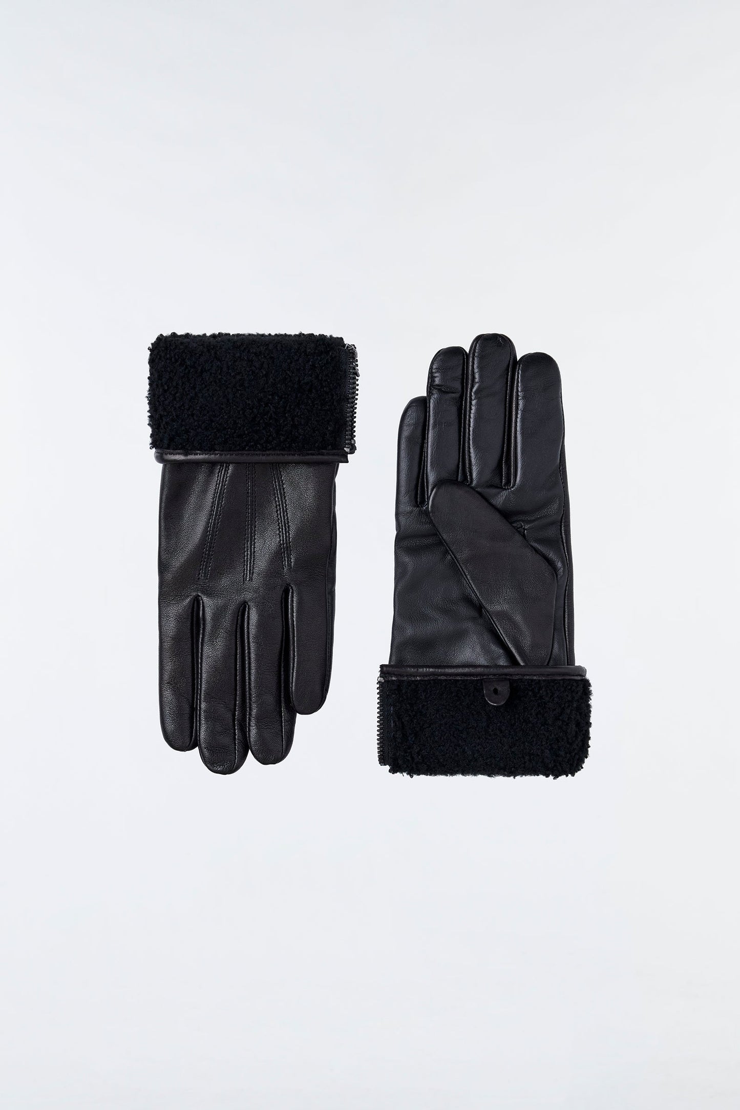 Mackage Willis (R) Black Leather Glove with Shearling Cuff
