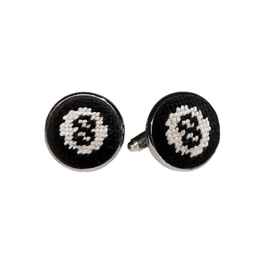 8 Ball Needlepoint Cufflinks in Black by Smathers & Branson