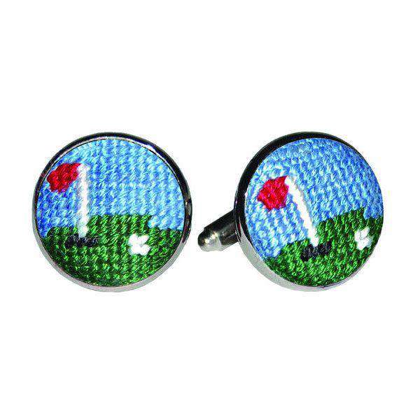 Golf Green Needlepoint Cufflinks by Smathers & Branson