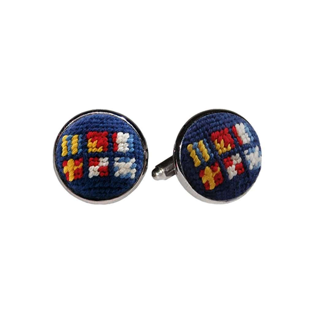 Got Rum Needlepoint Cufflinks in Classic Navy by Smathers & Branson