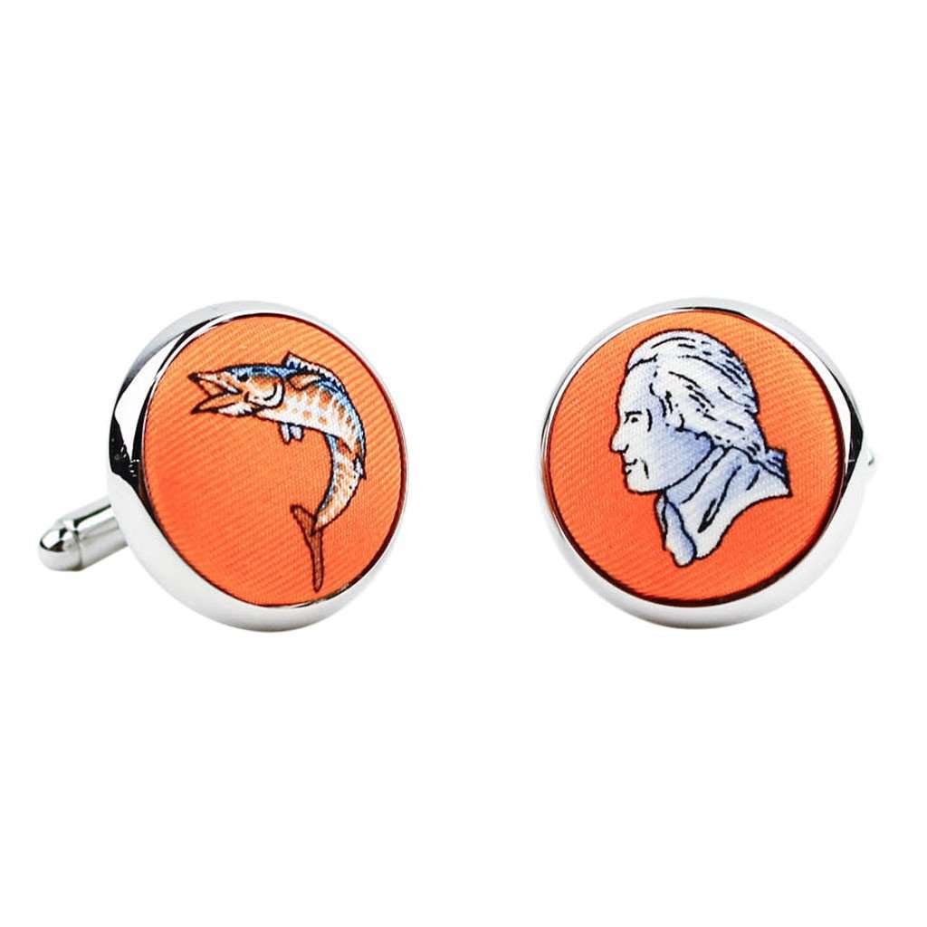 Wahoo & Jefferson Cufflinks in Orange by Bird Dog Bay - Country Club Prep