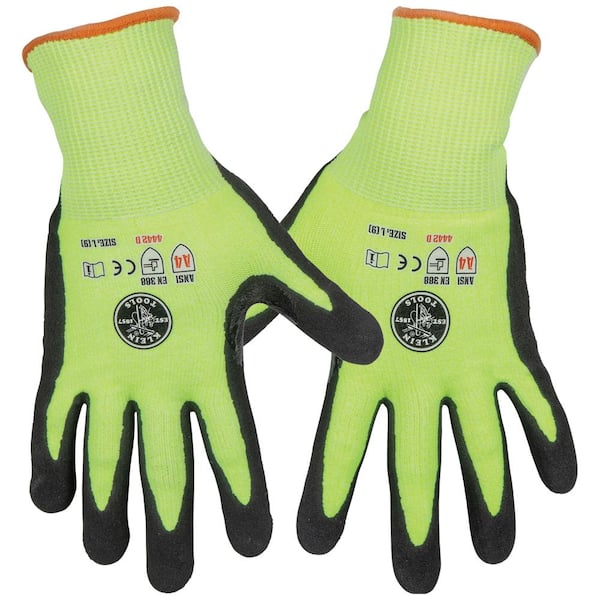 Work Gloves Large Touchscreen Fingertips High-Visibility Cut Level A4 2-Pair