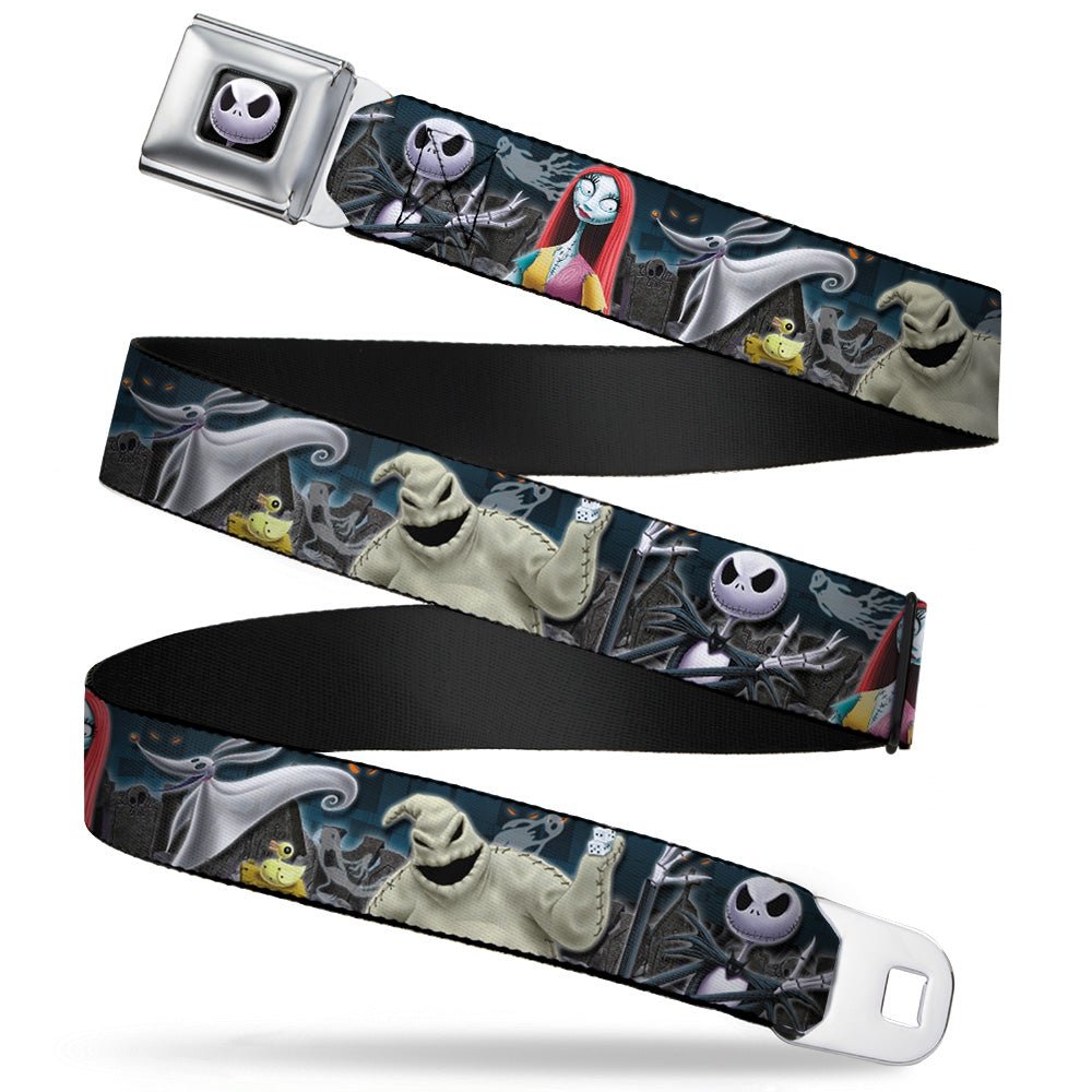 Jack Expression6 Full Color - Nightmare Before Christmas 4-Character Group/Cemetery Scene Webbing Seatbelt Belt