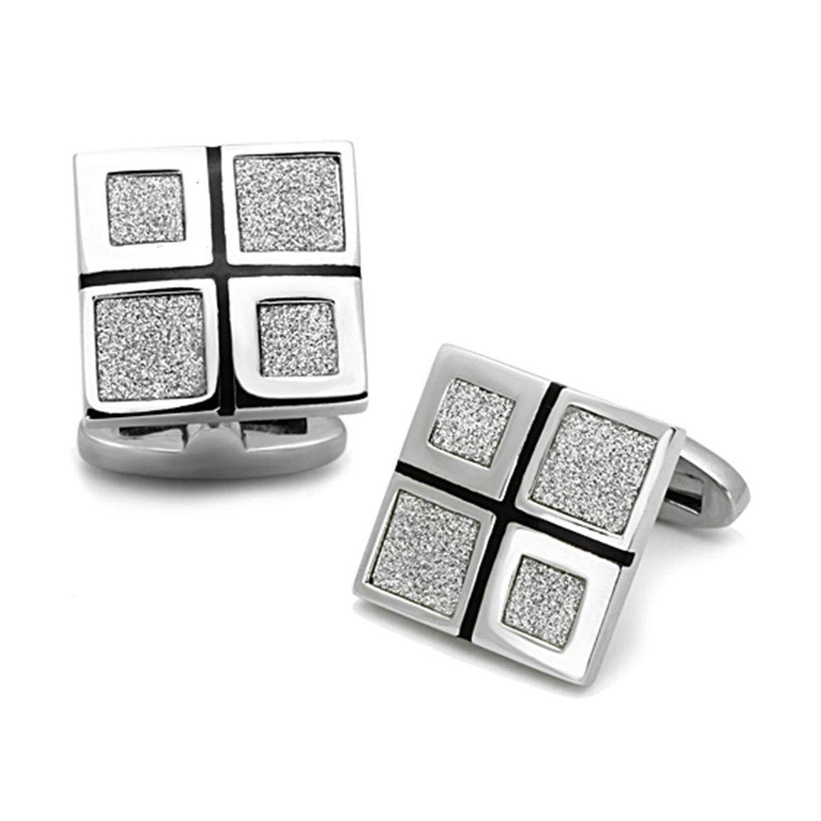 Men's Accessories - Cufflinks Men's Cufflinks - TK1255 - High polished (no plating) Stainless Steel Cufflink with Epoxy in Jet