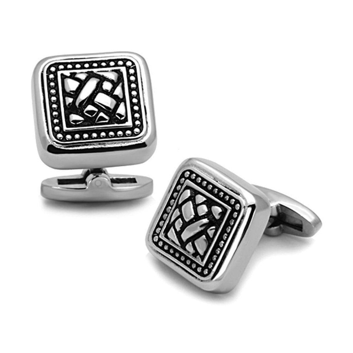 Men's Accessories - Cufflinks Men's Cufflinks - TK1256 - High polished (no plating) Stainless Steel Cufflink with Epoxy in Jet