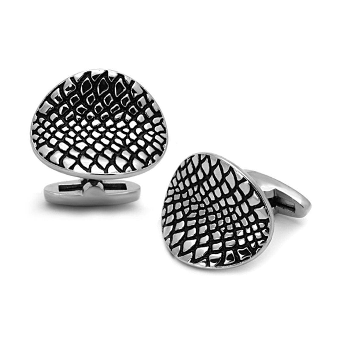 Men's Accessories - Cufflinks Men's Cufflinks - TK1258 - High polished (no plating) Stainless Steel Cufflink with Epoxy in Jet