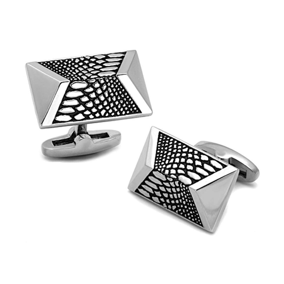 Men's Accessories - Cufflinks Men's Cufflinks - TK1259 - High polished (no plating) Stainless Steel Cufflink with Epoxy in Jet