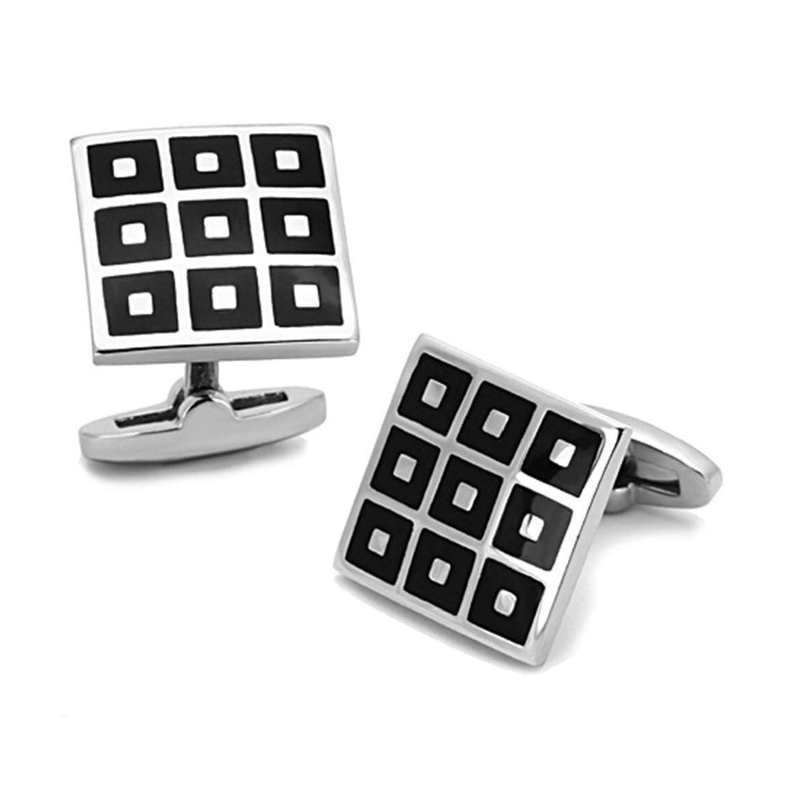 Men's Accessories - Cufflinks Men's Cufflinks - TK1268 - High polished (no plating) Stainless Steel Cufflink with Epoxy in Jet