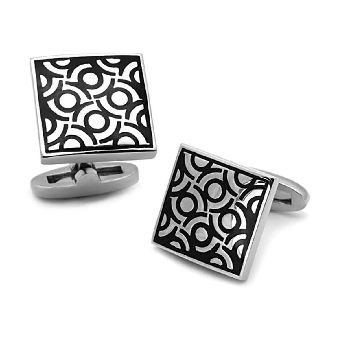 Men's Accessories - Cufflinks Men's Cufflinks - TK1271 - High polished (no plating) Stainless Steel Cufflink with Epoxy in Jet