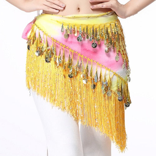 Teardrop Coins Fringe Wrap Elastic Base Hip Scarf