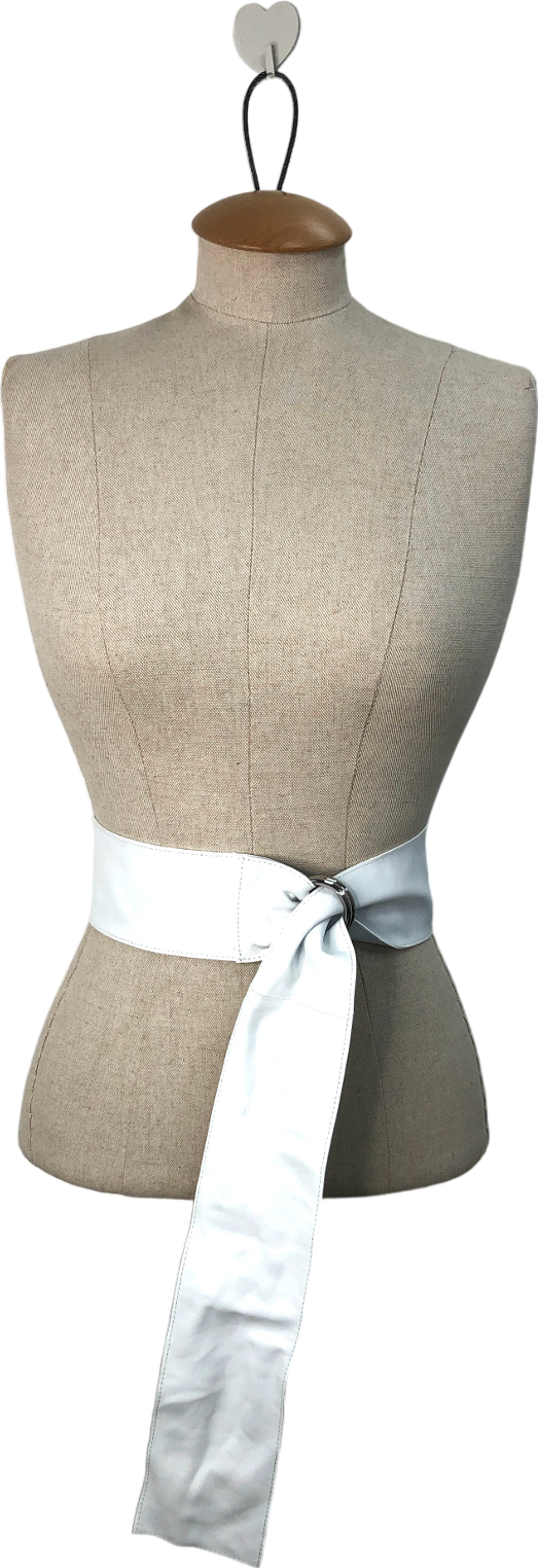White Leather Waist Belt UK S