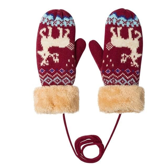 Red Women's Soft Knitted Mittens