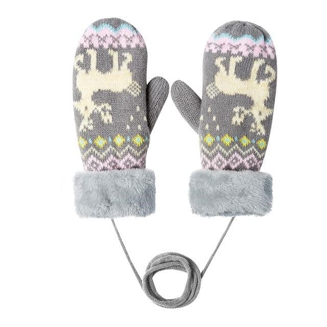 Gray Women's Soft Knitted Mittens