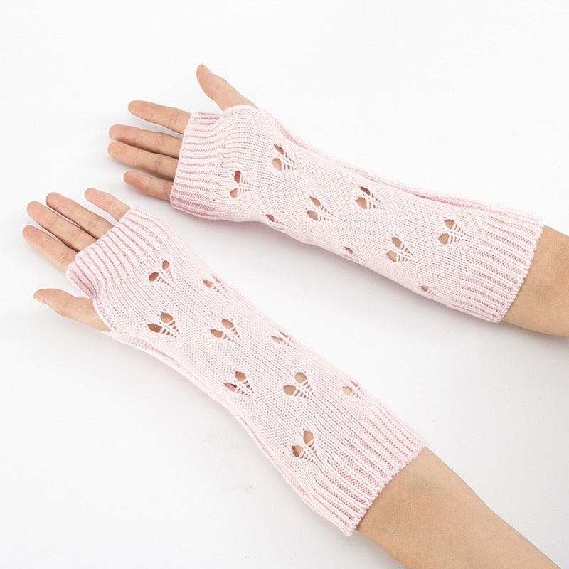 Fingerless Knit Gloves in 6 Colors For Wear With or Without Sleeves