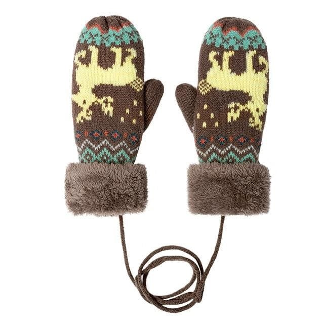 Brown Women's Soft Knitted Mittens