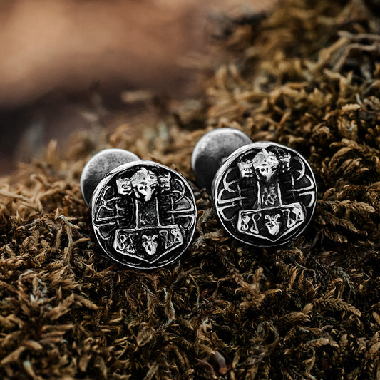 Mjolnir Disc Cufflinks, Stainless Steel