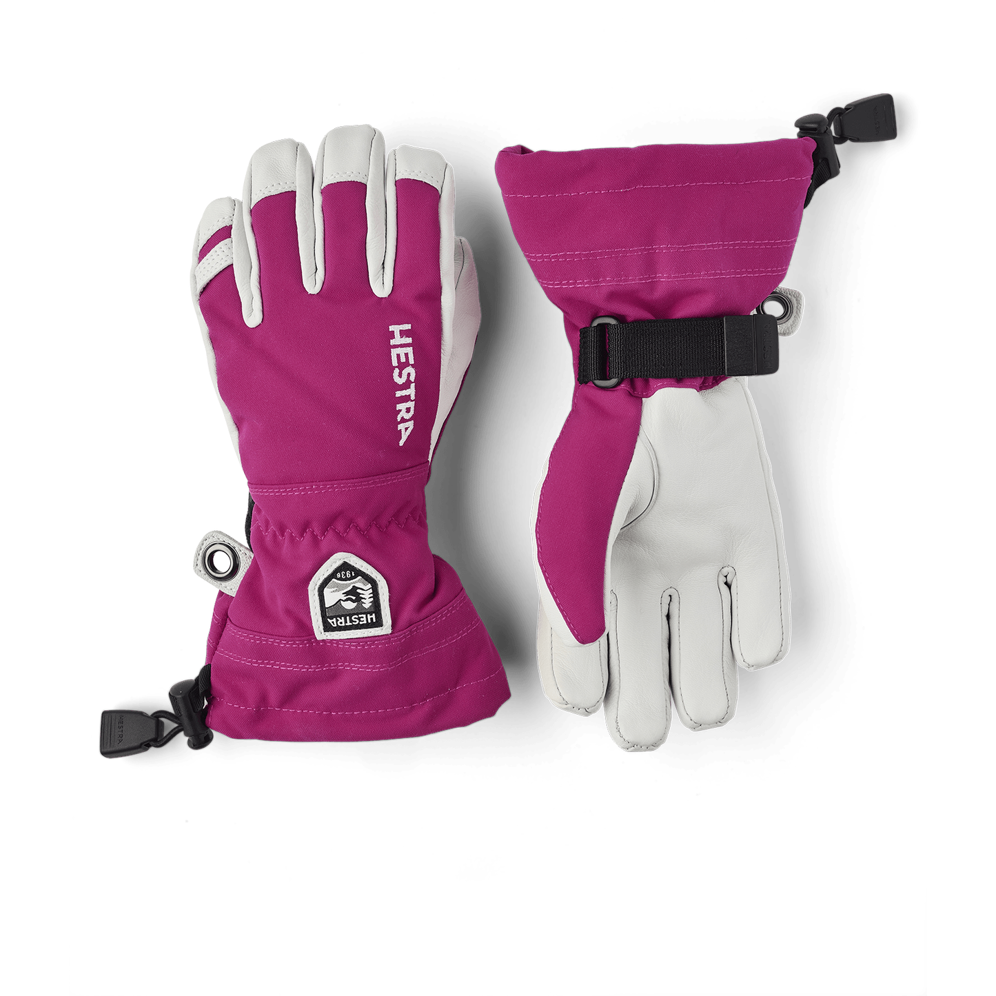 1 Junior Army Leather Heli Ski Gloves  -  3 / Fuchsia