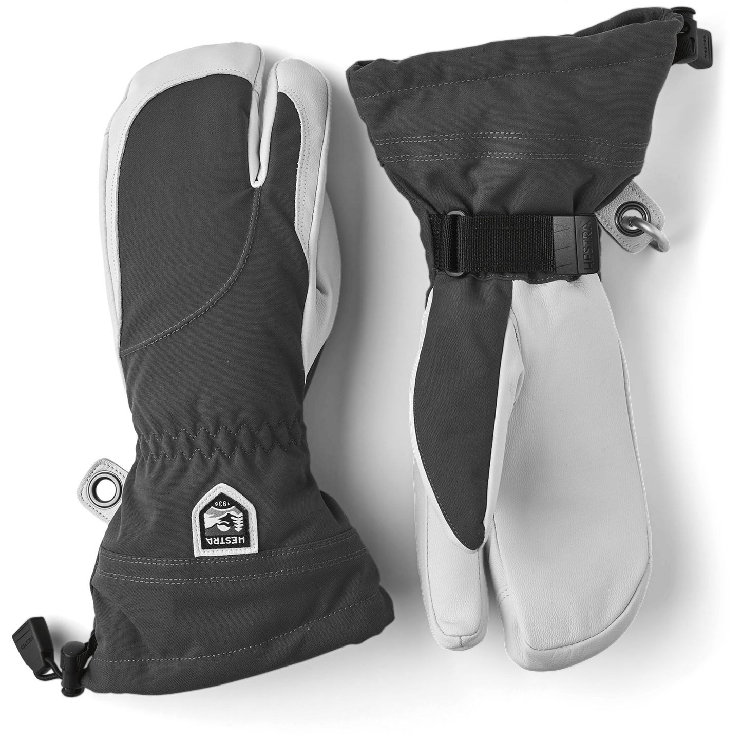 1 Womens Heli 3-Finger Gloves  -  5 / Gray/Off White