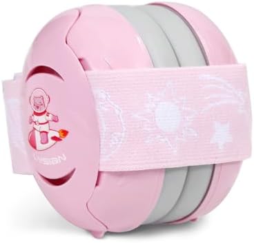 LYSIAN Pink Baby Ear Muffs Noise Cancelling with Elastic Headband, Baby Headphones Earmuffs for Infant Hearing Protection Sleeping, Nap, Travel, Games, Festival