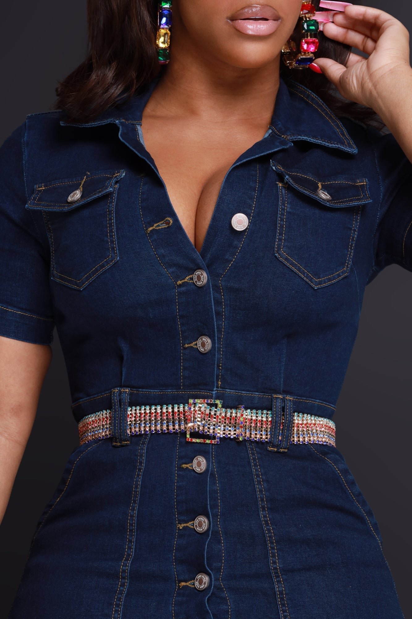 Make It Rain Rhinestone Belt - Rainbow