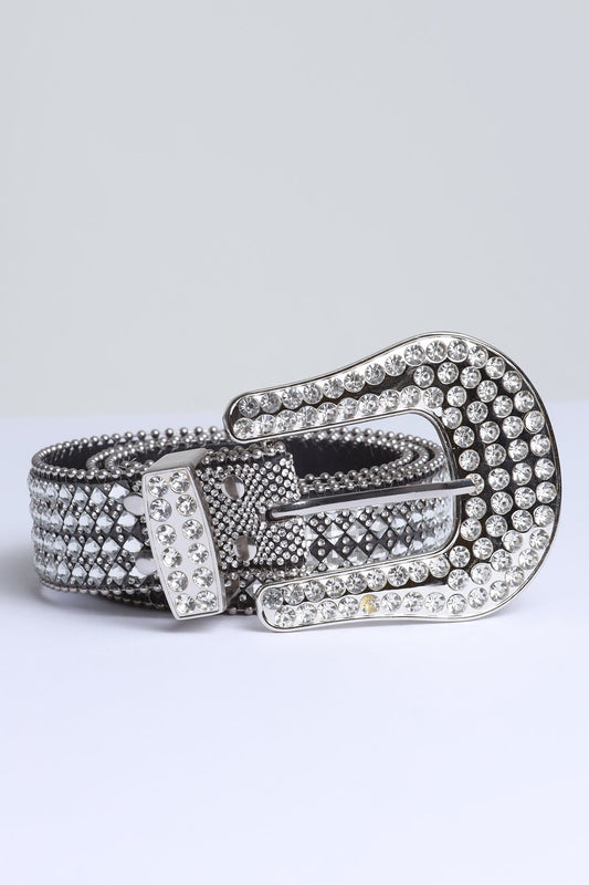 She Sparkles Western Rhinestone Belt - Silver