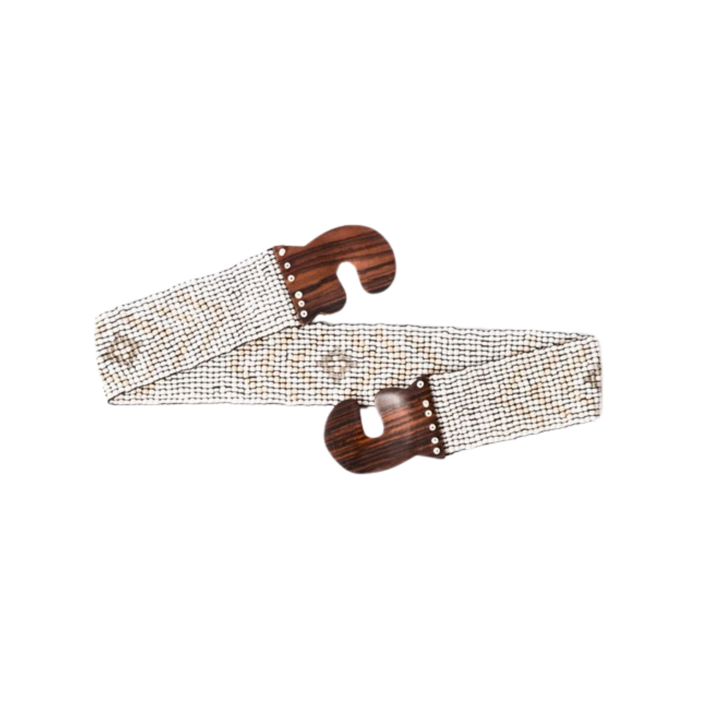 Ivory Baby Aztec Print Beaded Belt