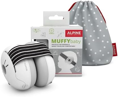 Alpine Muffy Baby Ear Protection for Babies and Toddlers up to 36 Months - CE & ANSI Certified - Noise Reduction Earmuffs - Comfortable Baby Headphones Against Hearing Damage & Improves Sleep - Black