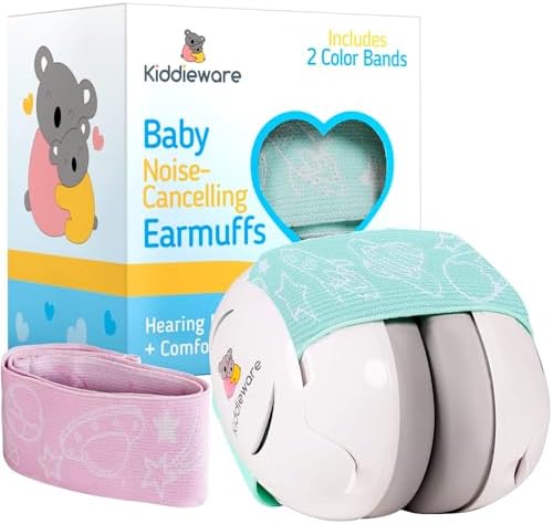 Kiddieware Baby Ear Muffs Noise Protection - Baby Headphones for Noise ages 0-24 Months - Baby Noise Cancelling Headphones for Infant or Baby Ear Protection - Plane Travel or any Noise event