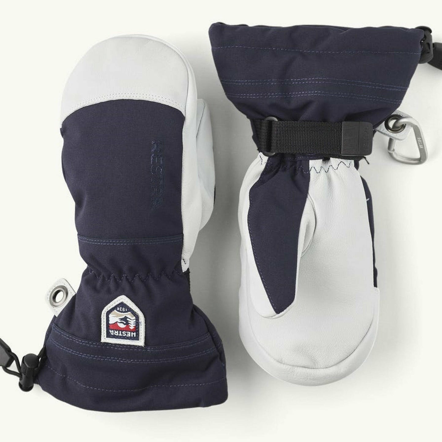1 Junior Army Leather Heli Ski Mittens  -  3 / Navy