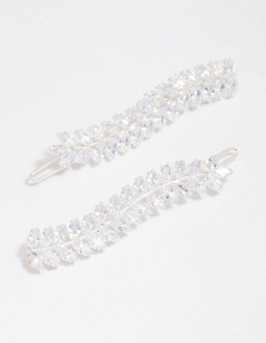 Silver Wavy Cubic Zirconia Vine Hair Clip Pack