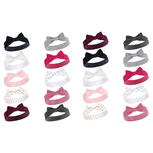 Hudson Baby Cotton and Synthetic Headbands Bundle Set, Classic Bow, 0-24 Months