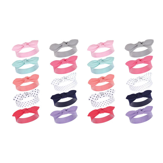 Hudson Baby Infant Girl Cotton Headbands, Bright Colors 20-Piece
