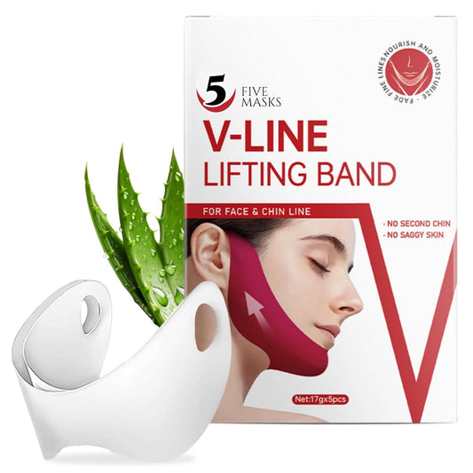 V Line Shaping Face Masks,Toning Hydrogel Collagen Mask with Hyaluronic Acid & Aloe Vera,Neck Lift Tape Face Patch (white)