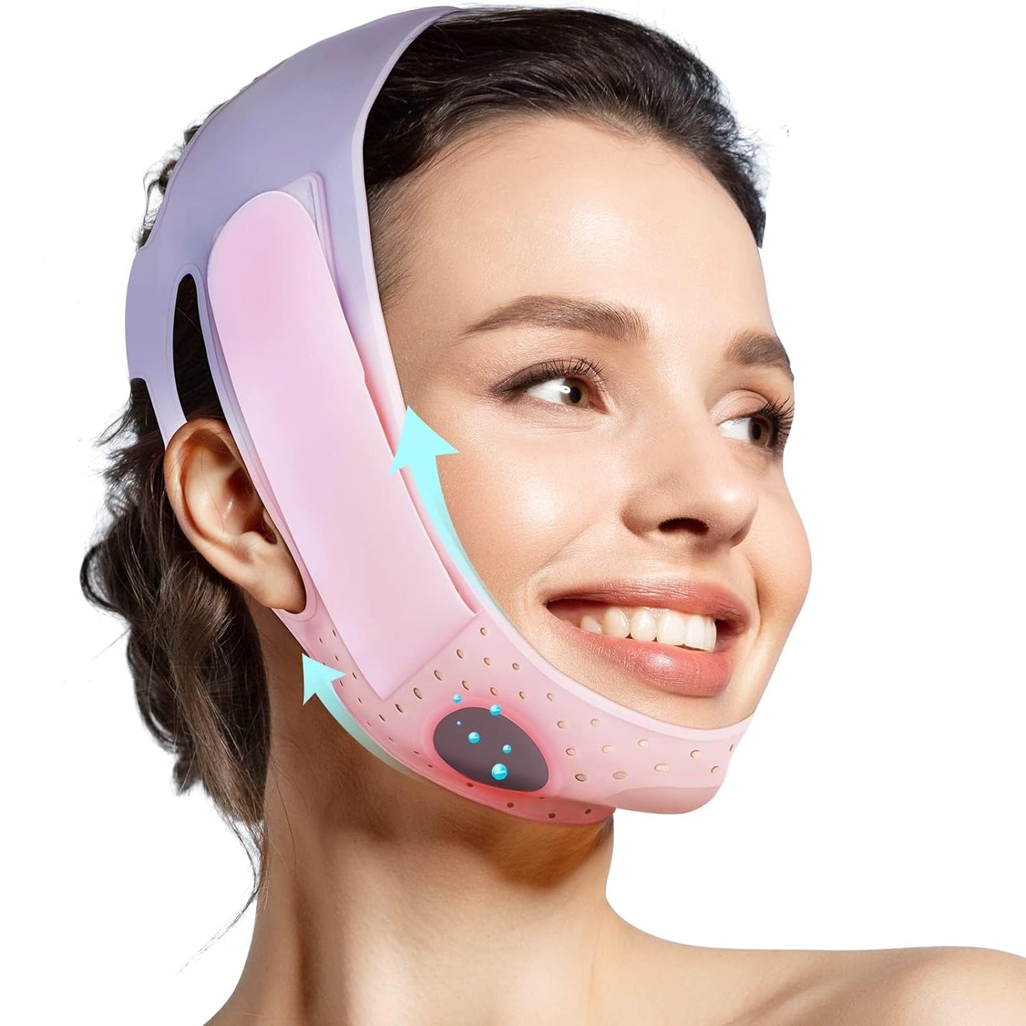 JUSRON V Line Face Tape Face Strap, Soft Silicone Chin Strap for Women and Men 23-27 Inches (Pink)