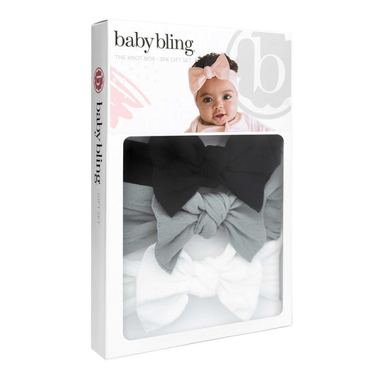 Baby Bling Knot Headband Set | Black, Grey, White